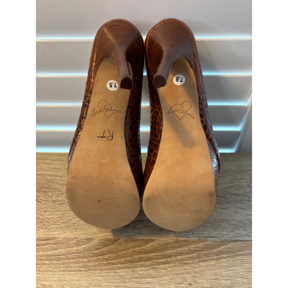 Sam Edelman Niland Platform Heels Brown Crocodile 7.5 - Picture 5 of 10